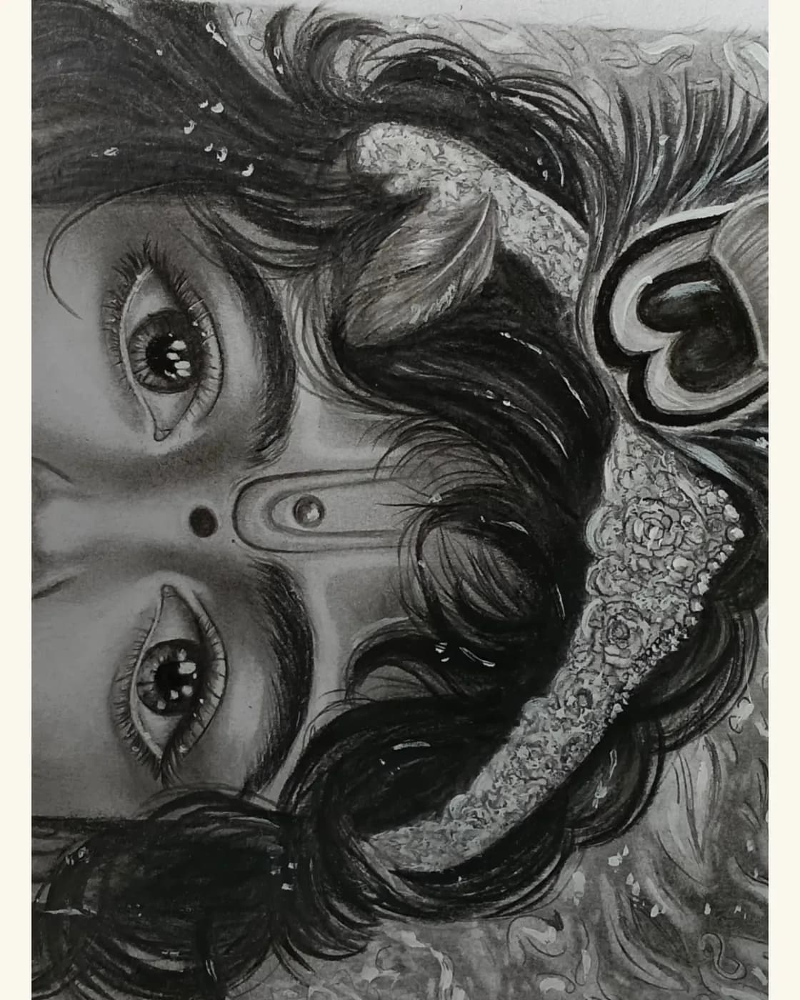 Krishna pencil sketch wall art, photo 2 of 3