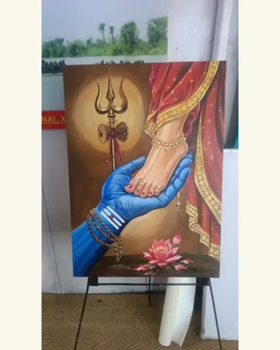 Shiv Parvati Traditional Art Wall Painting