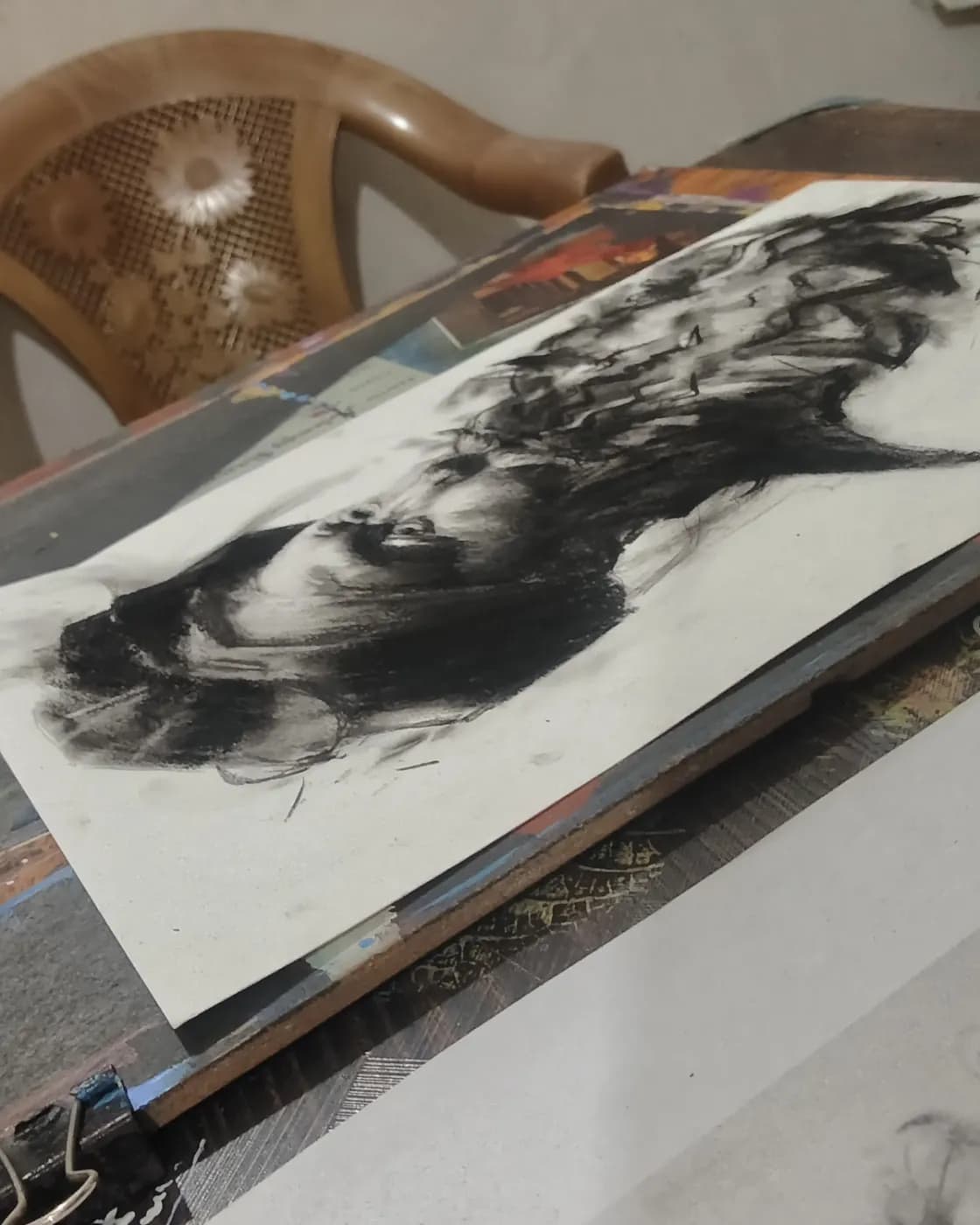Handmade Old Man Charcoal Sketch, photo 1 of 3
