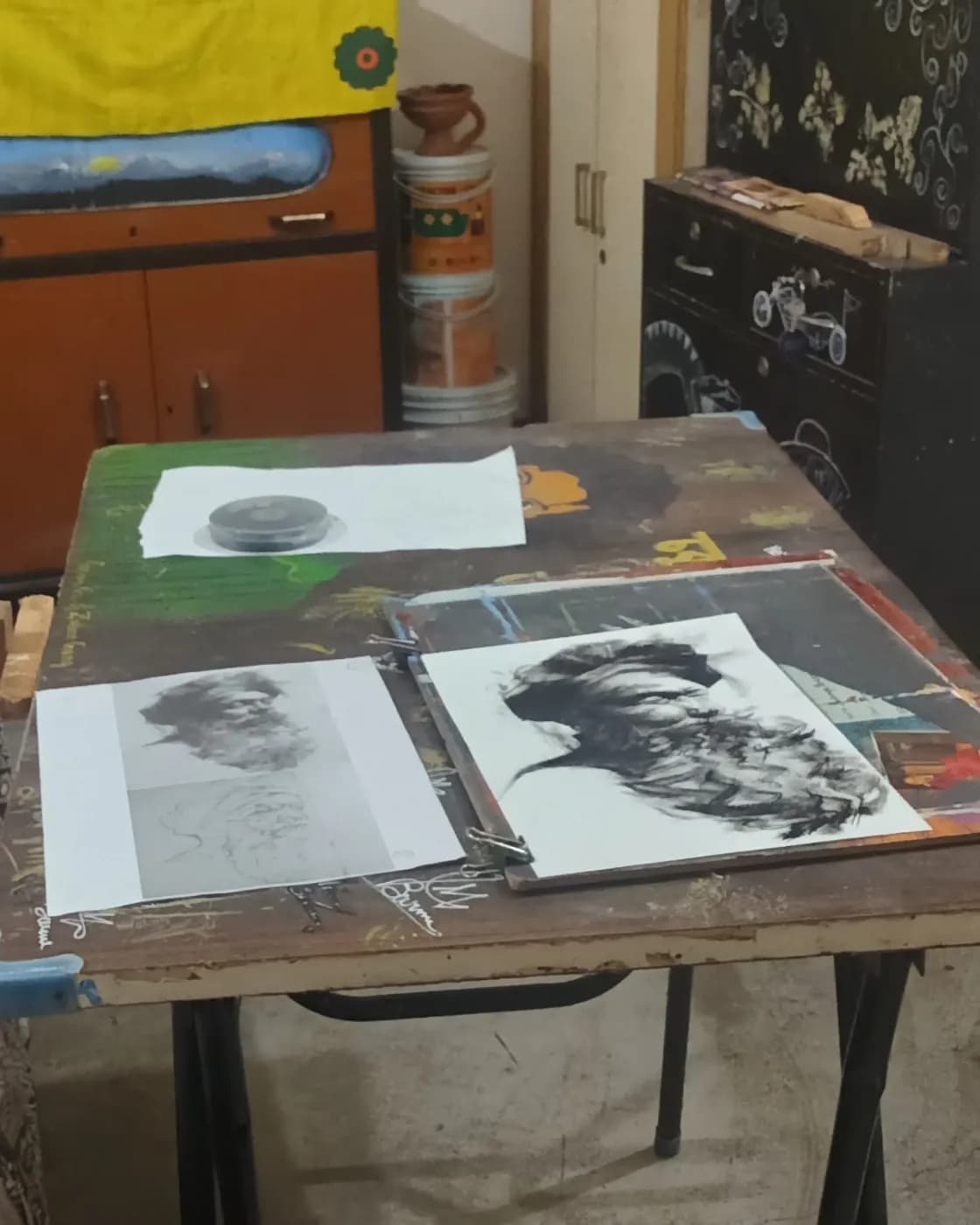 Handmade Old Man Charcoal Sketch, photo 2 of 3