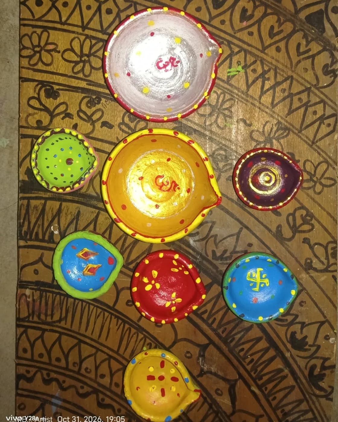 Handmade painted diyas set, photo 1 of 5