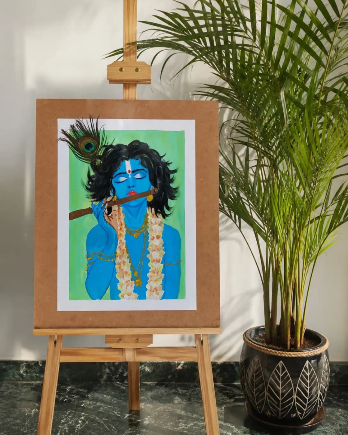 Krishna acrylic painting in A3 size, photo 2 of 3