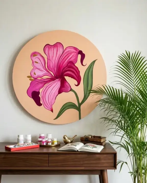 Pink bloom acrylic painting