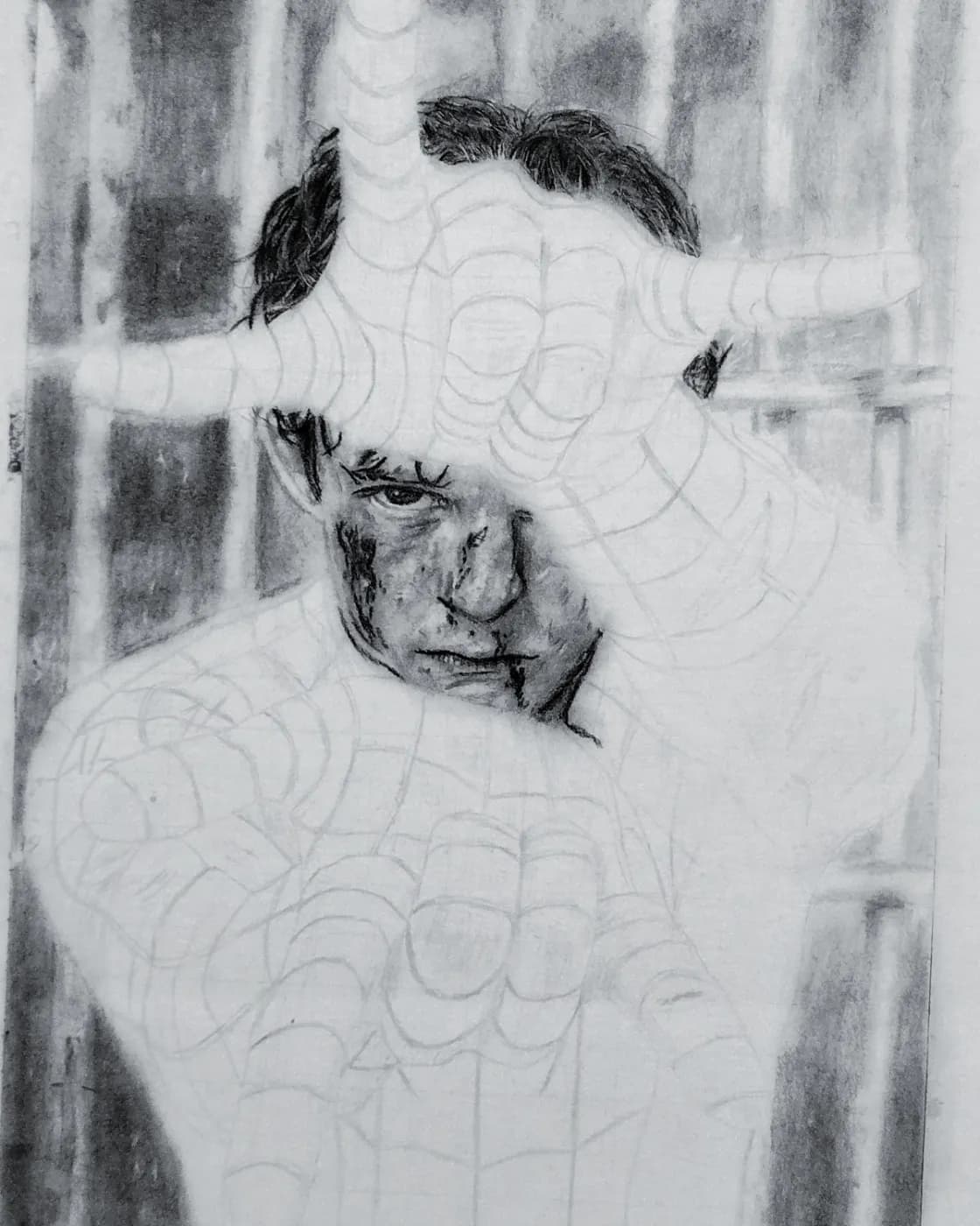 Tom Holland Spider-Man charcoal pencil drawing, photo 2 of 2