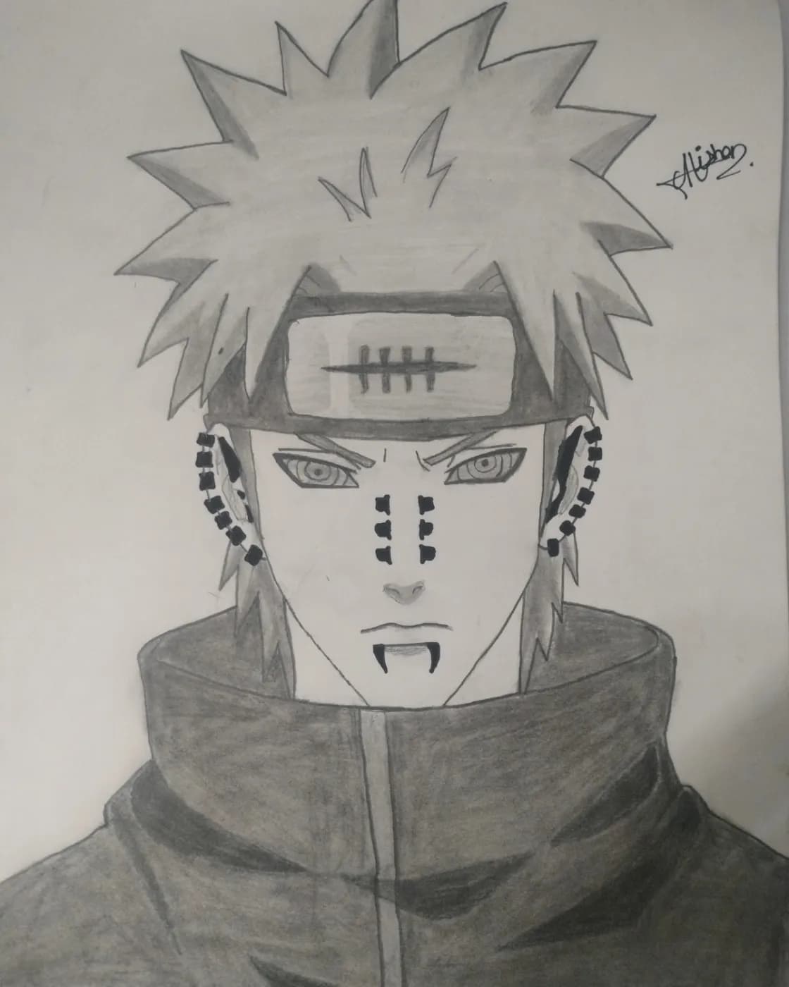 Naruto Pain pencil sketch wall art, photo 1 of 3