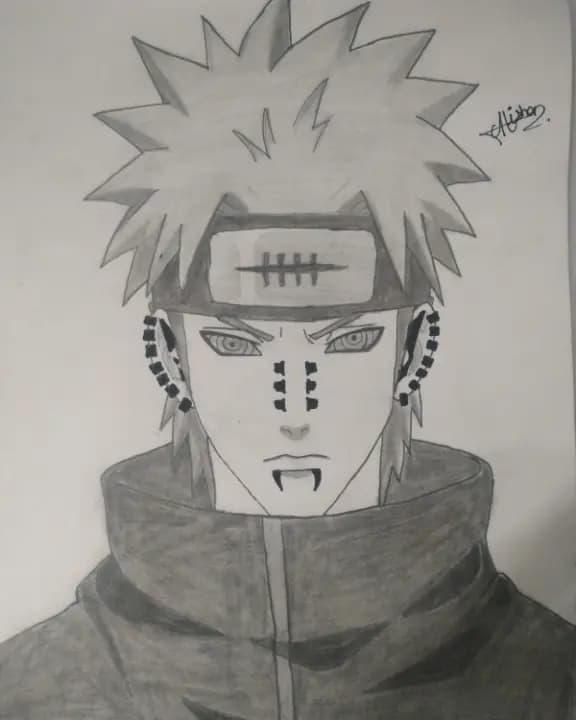 Naruto Pain pencil sketch wall art