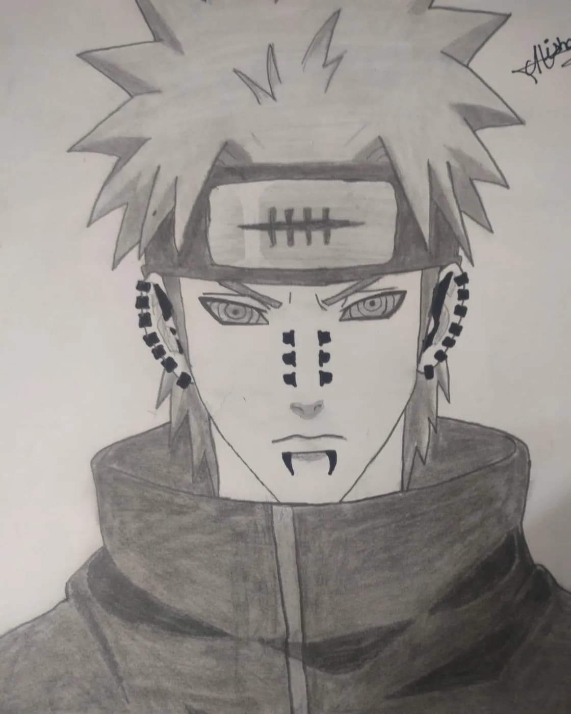Naruto Pain pencil sketch wall art, photo 2 of 3