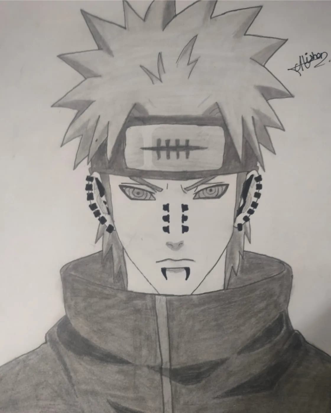 Naruto Pain pencil sketch wall art, photo 3 of 3