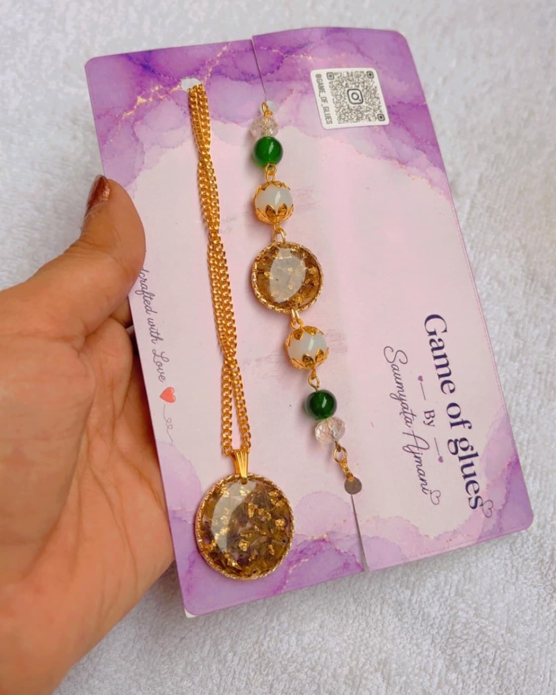 Real floral pendant and bracelet set, photo 1 of 1