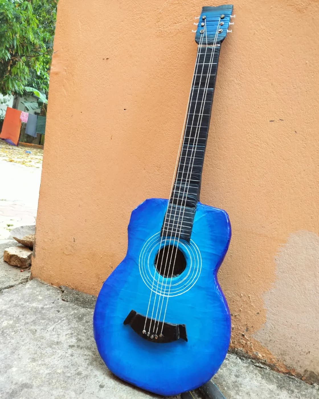 Blue cardboard paper guitar home decor, photo 1 of 1