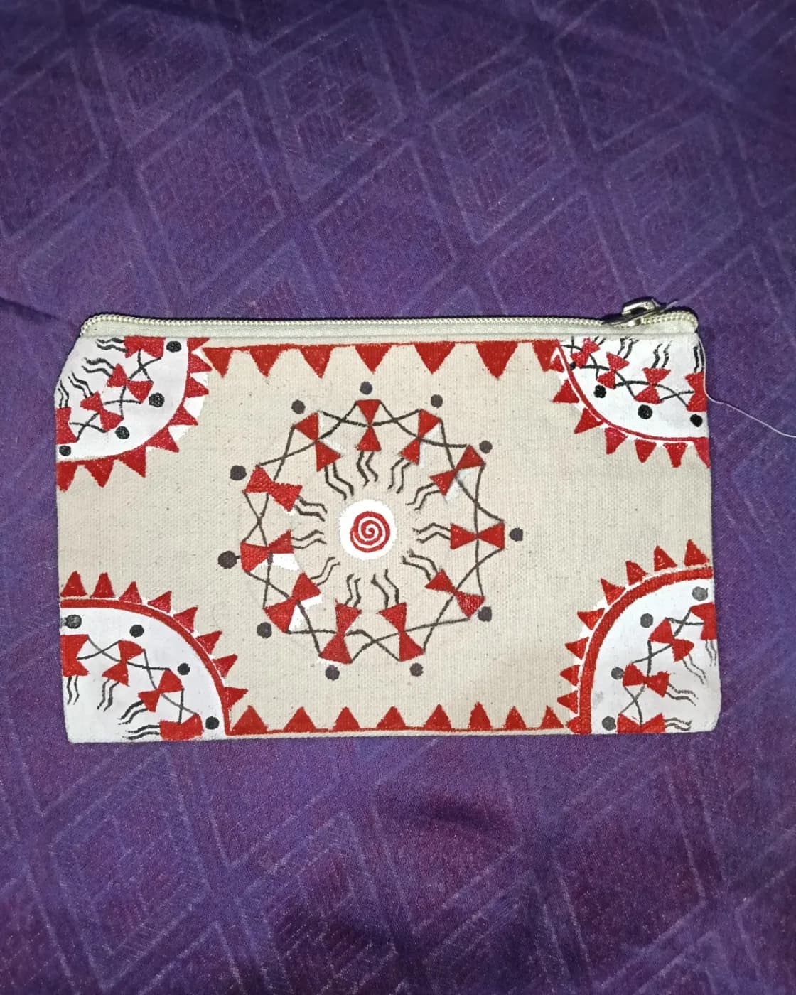 Handmade Warli art pencil pouch, photo 1 of 1