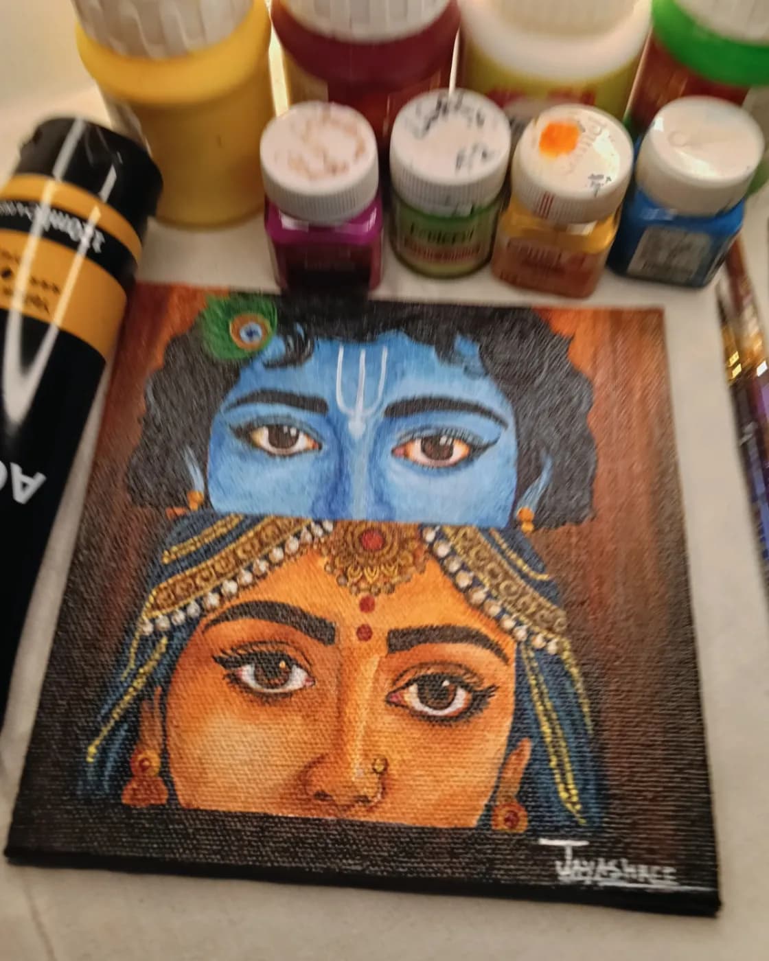 Radha Krishna eyes canvas painting, photo 1 of 1