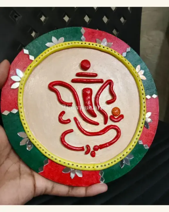 Handcrafted Ganesha wall art with mirrors