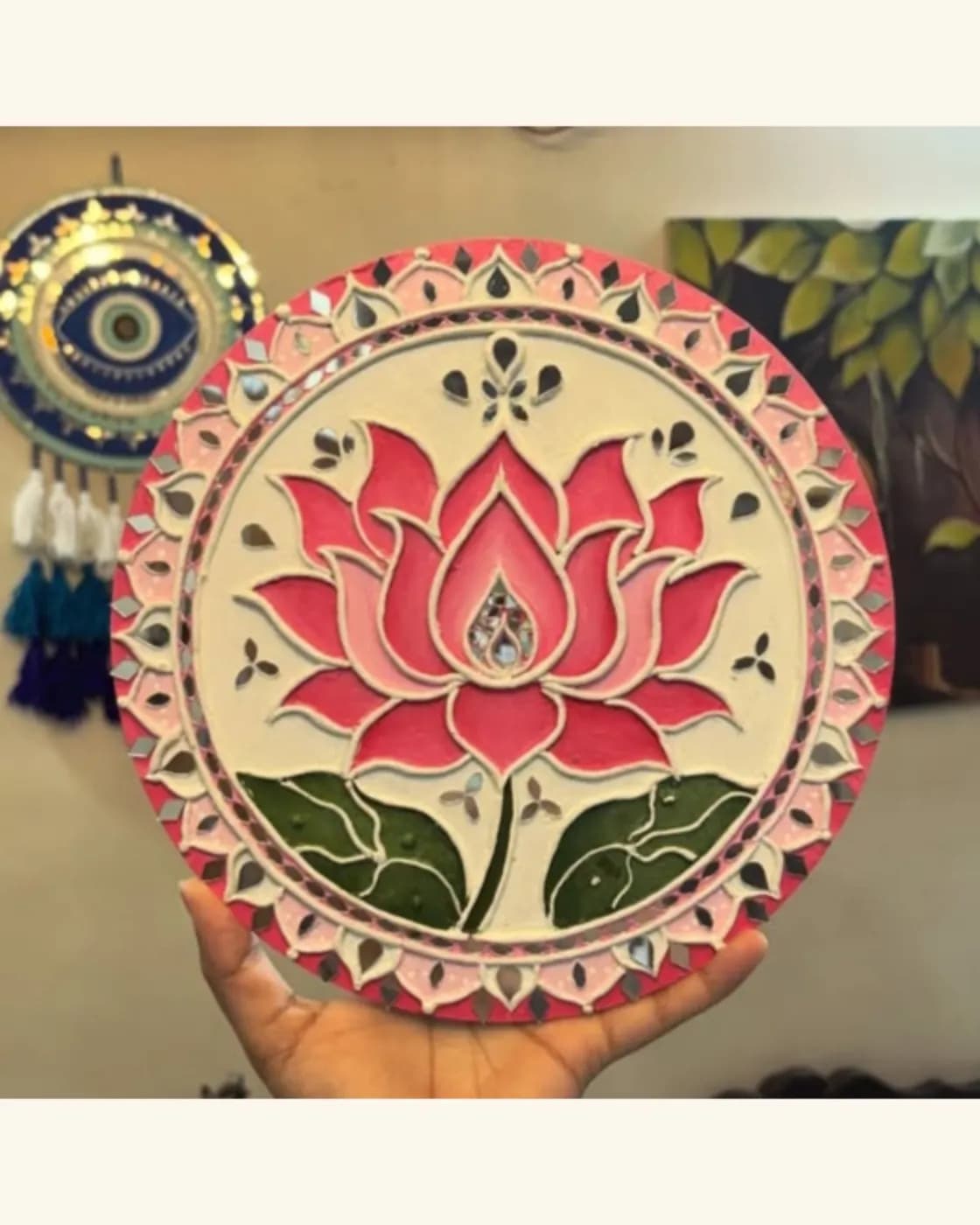 Pink Lotus Lippan Art Wall Hanging, photo 1 of 1