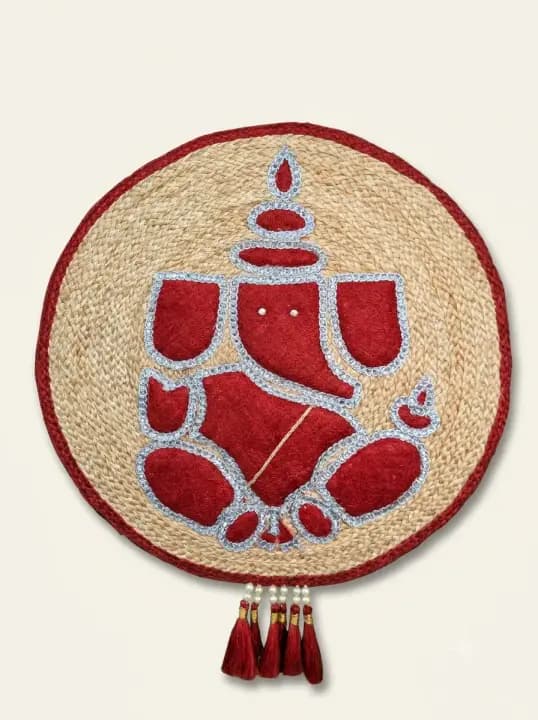 Premium Patsan Art Ganesha For Wall Decor (Round)