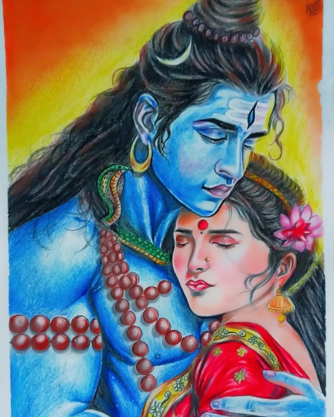 Lord Shiva and Parvati sketche., photo 1 of 1