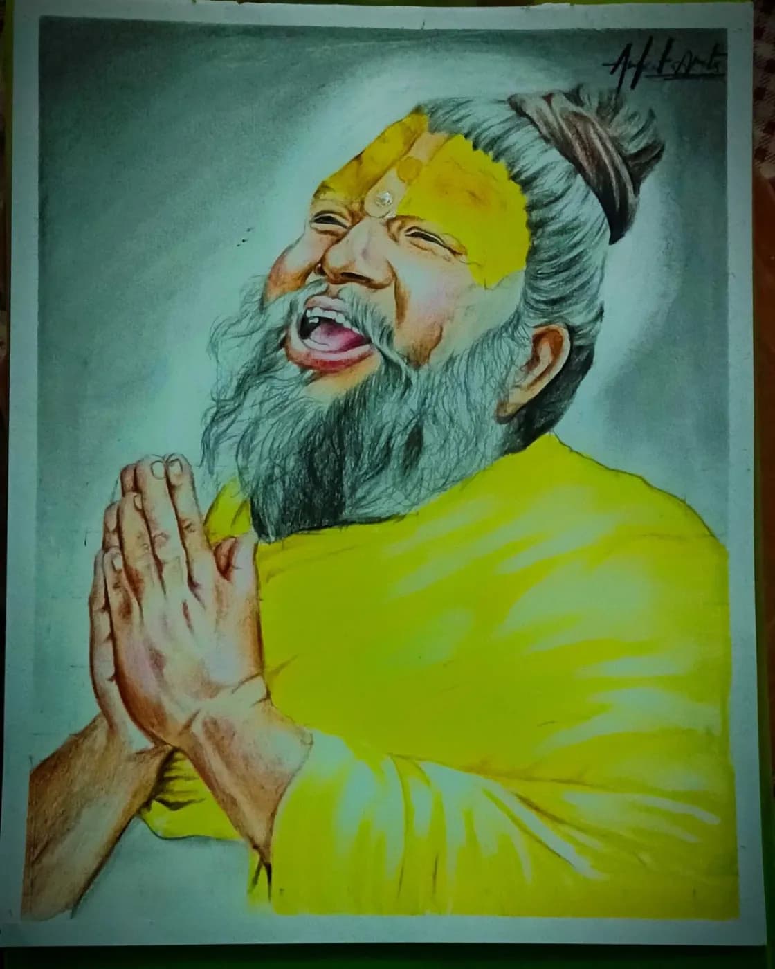 Premanand ji maharaj colour sketch., photo 1 of 1