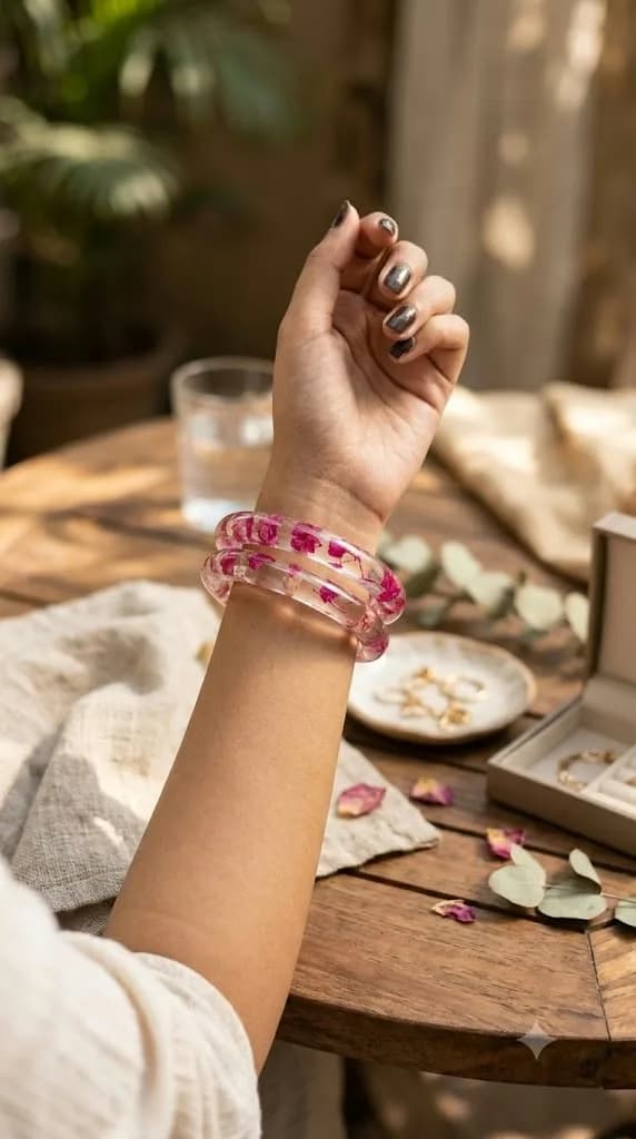 resin flower bangles (set of 2), photo 1 of 2