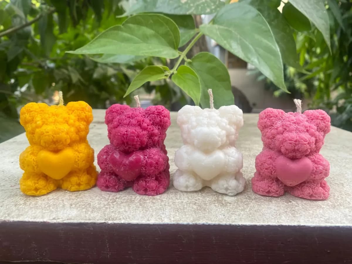 teddy bear sented candles set of 4, photo 1 of 3