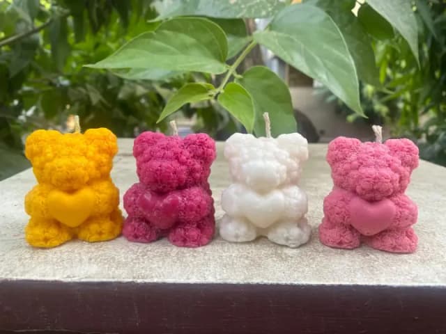 teddy bear sented candles set of 4