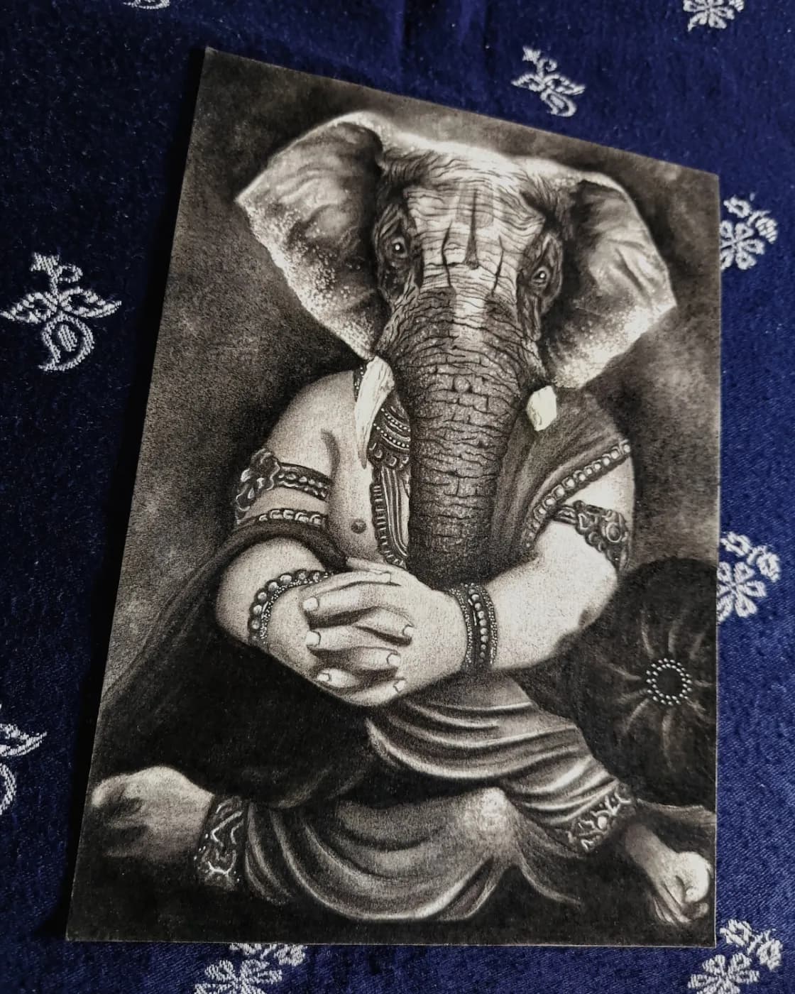 Lord Ganesha charcoal sketch-A4, photo 1 of 2