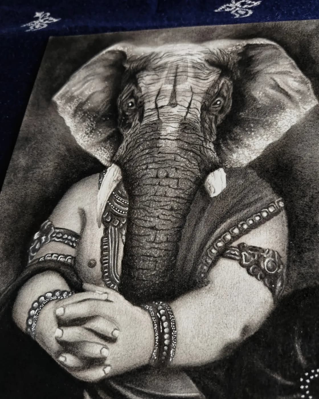 Lord Ganesha charcoal sketch-A4, photo 2 of 2