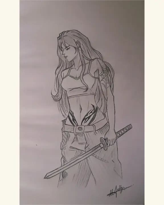 girl sketch on paper