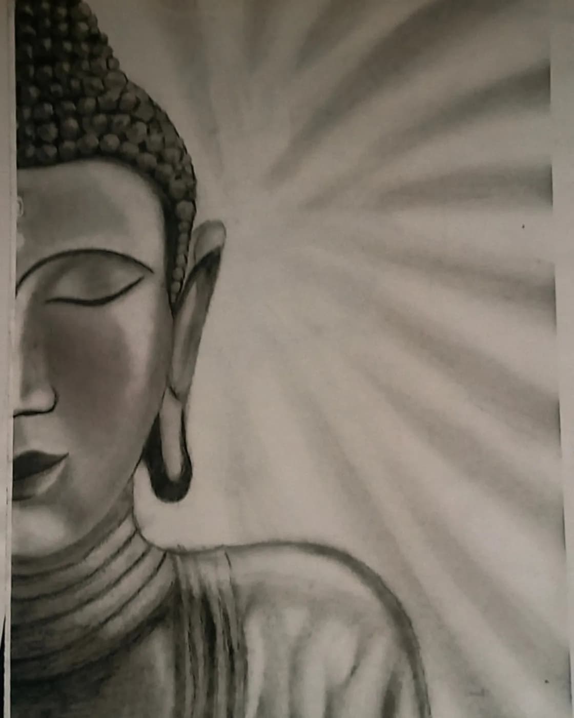 Handmade Buddha Charcoal Pencil Art, photo 1 of 1