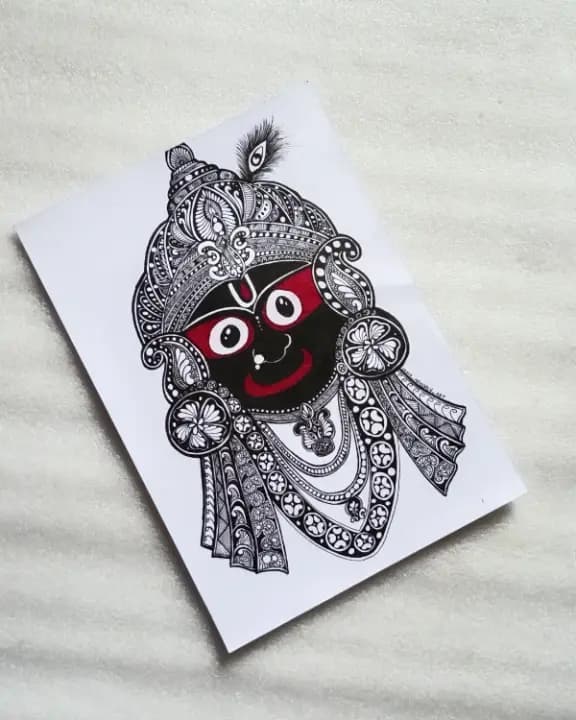 Jagannath mandala artwork in black and red