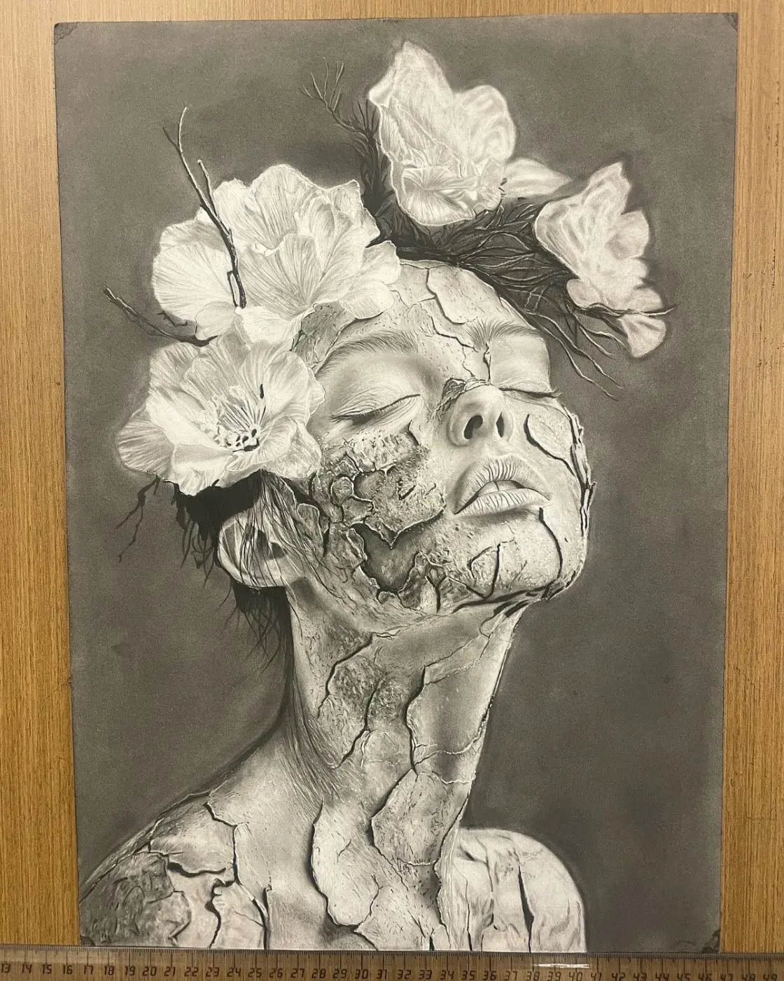 A handmade realistic woman pencil sketch, photo 1 of 1