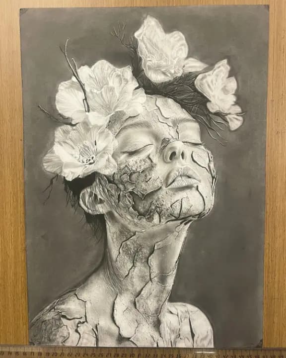 A handmade realistic woman pencil sketch