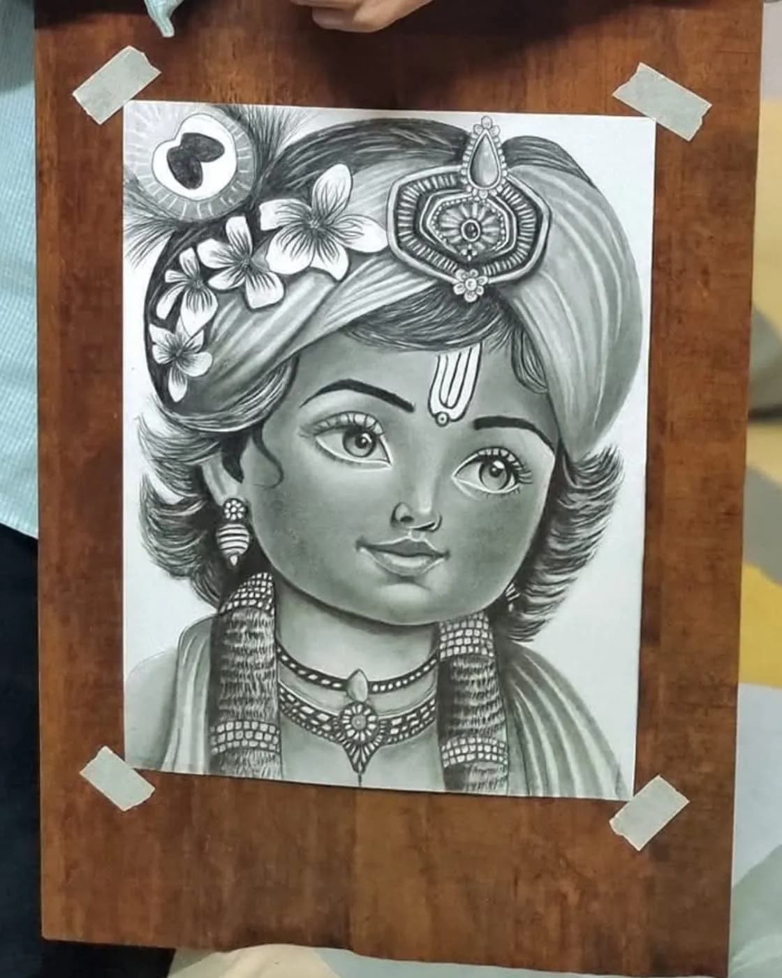 Divine Bal Krishna pencil portrait, photo 1 of 1