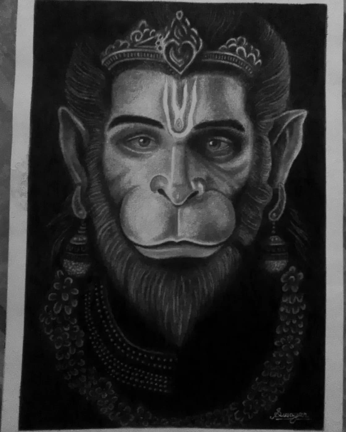 Hanumanji charcoal potrait, photo 1 of 2