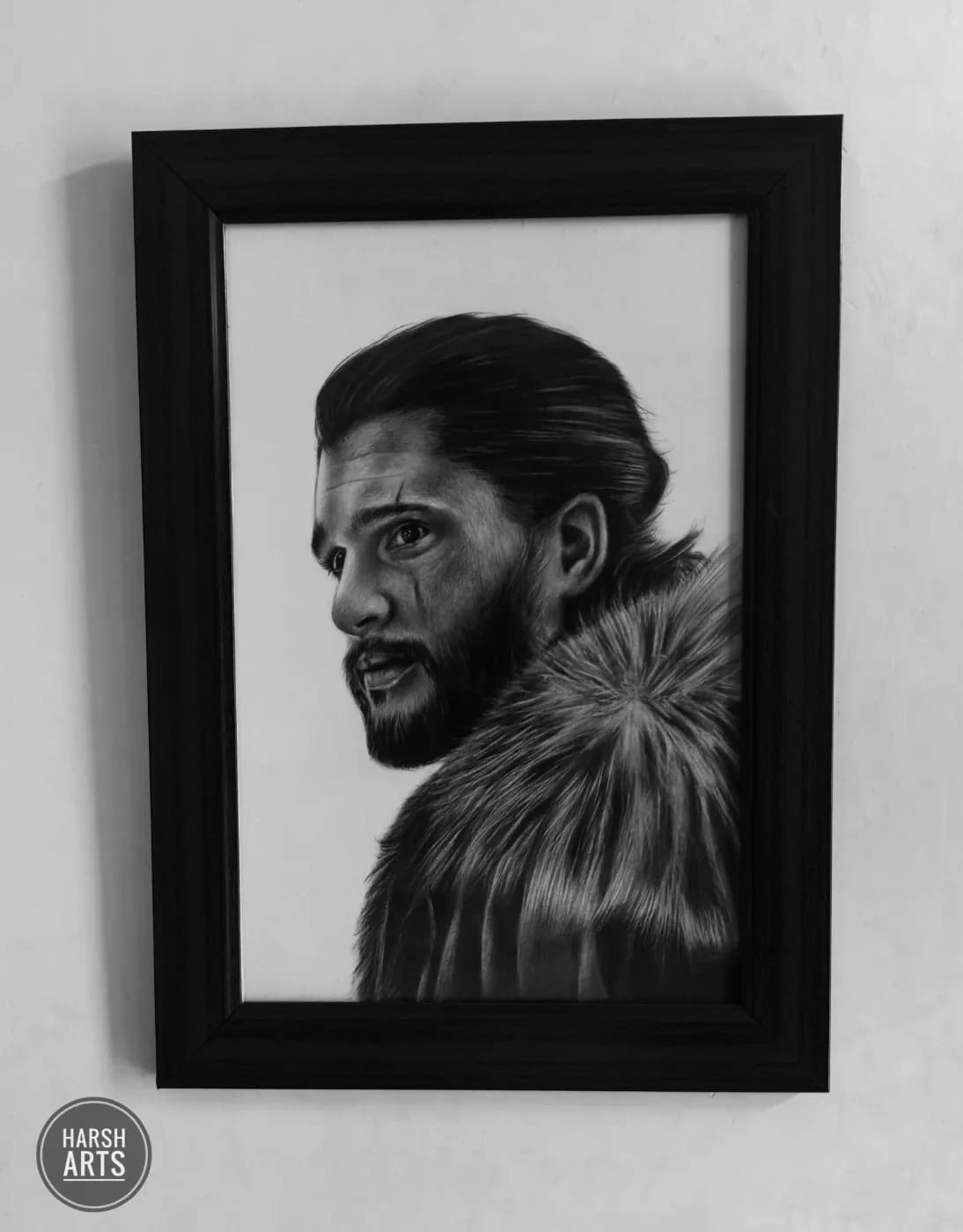 Jon Snow Handmade Charcoal Portrait Drawing, photo 1 of 2