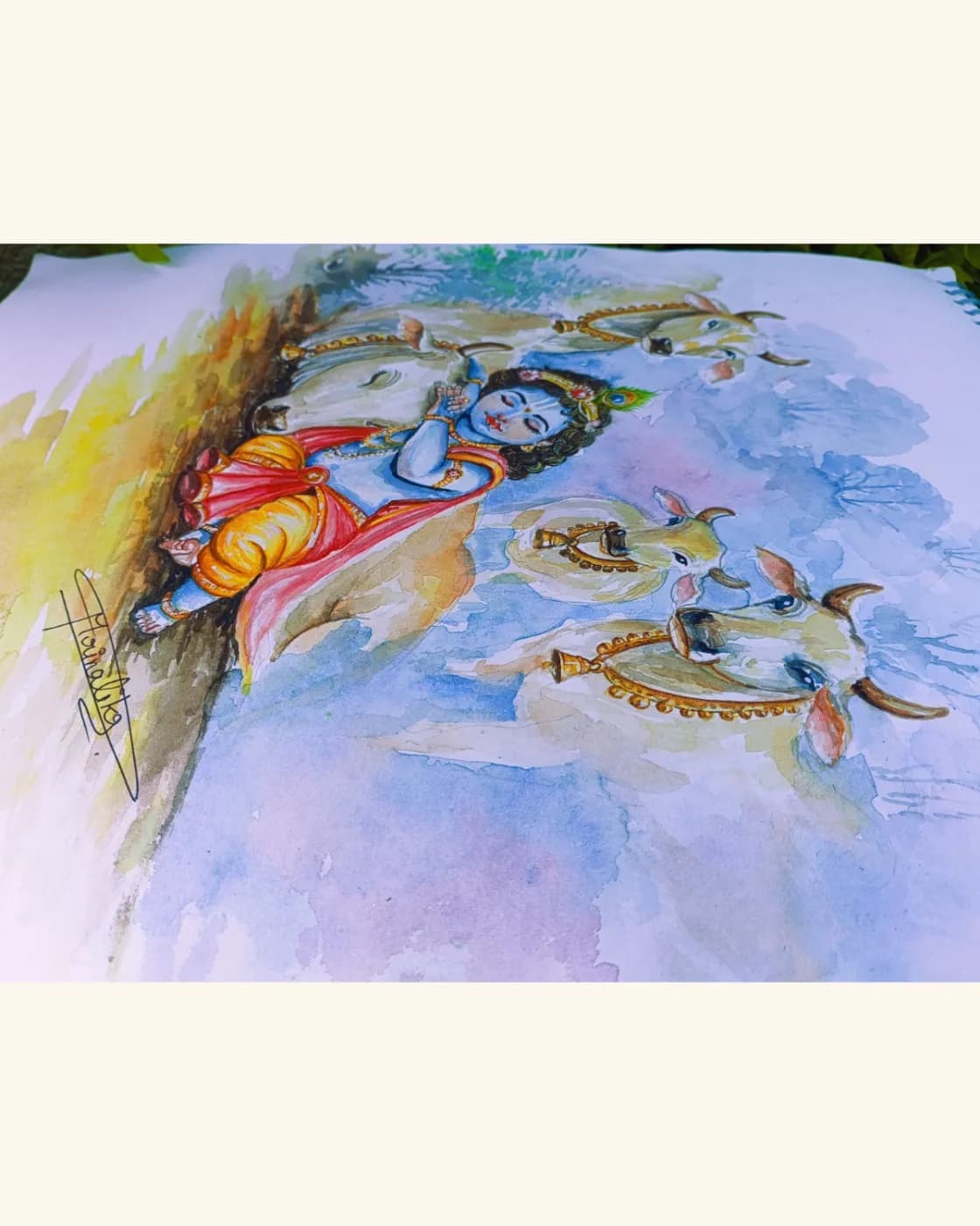 Handmade water colour spritual painting, photo 2 of 2