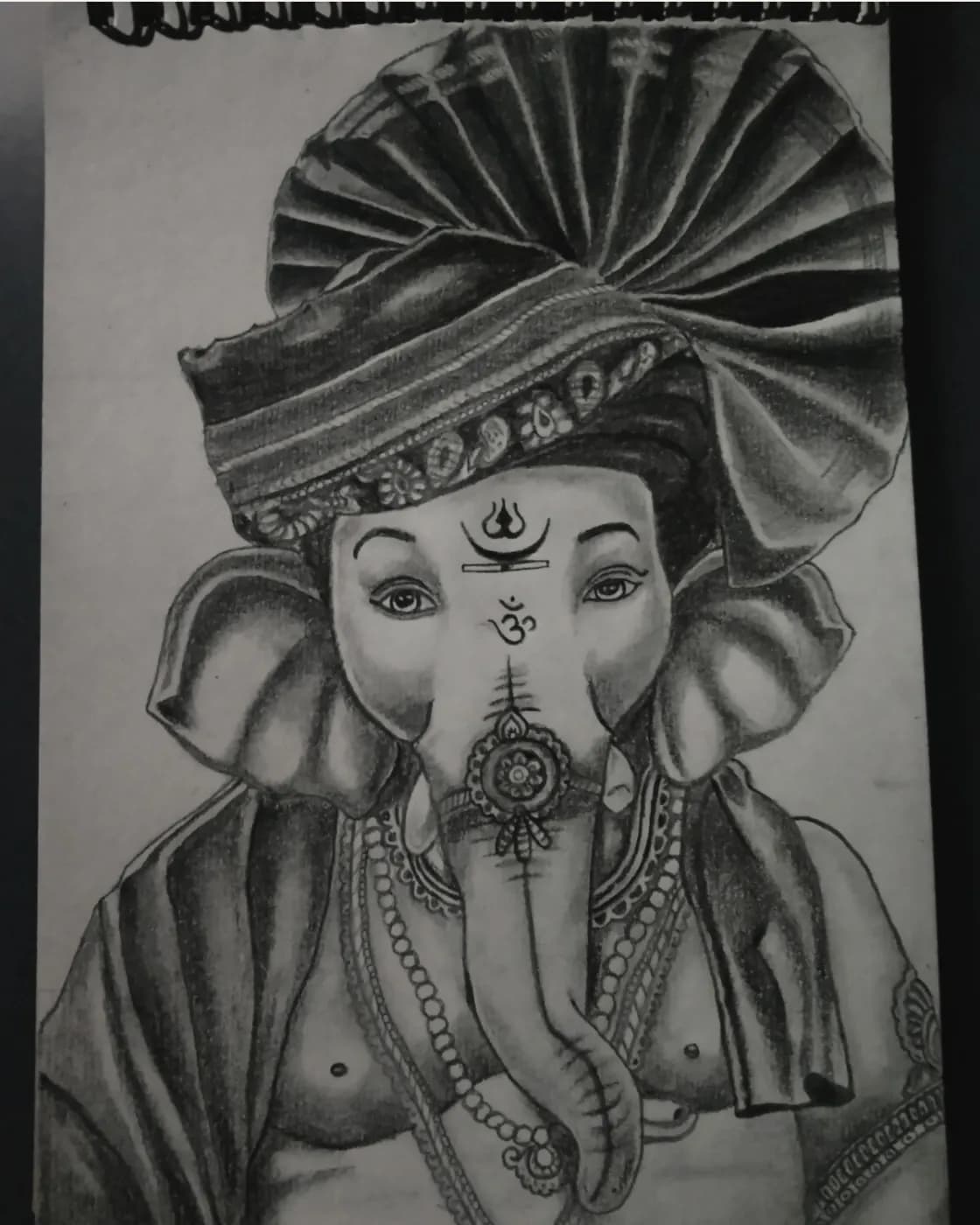 Handmade graphite pencil drawing of Ganesha, photo 1 of 1
