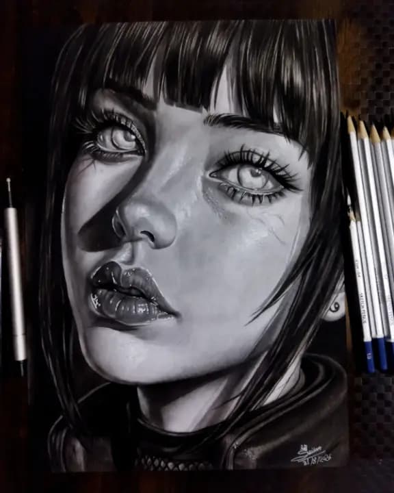 Hyper-Realistic Hinata Hyuga Portrait – Handmade Charcoal Pencil Artwork