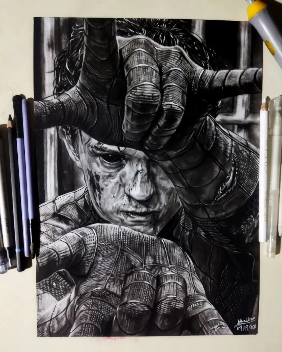 Hyper-Realistic Tom Holland Portrait – Handmade Charcoal Artwork, photo 1 of 1