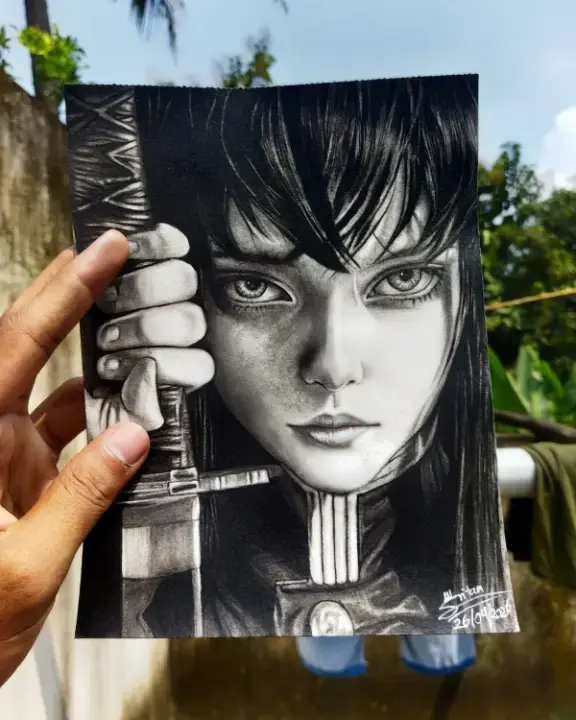 Realistic Muichiro Tokito Portrait – Handmade Charcoal Pencil Art