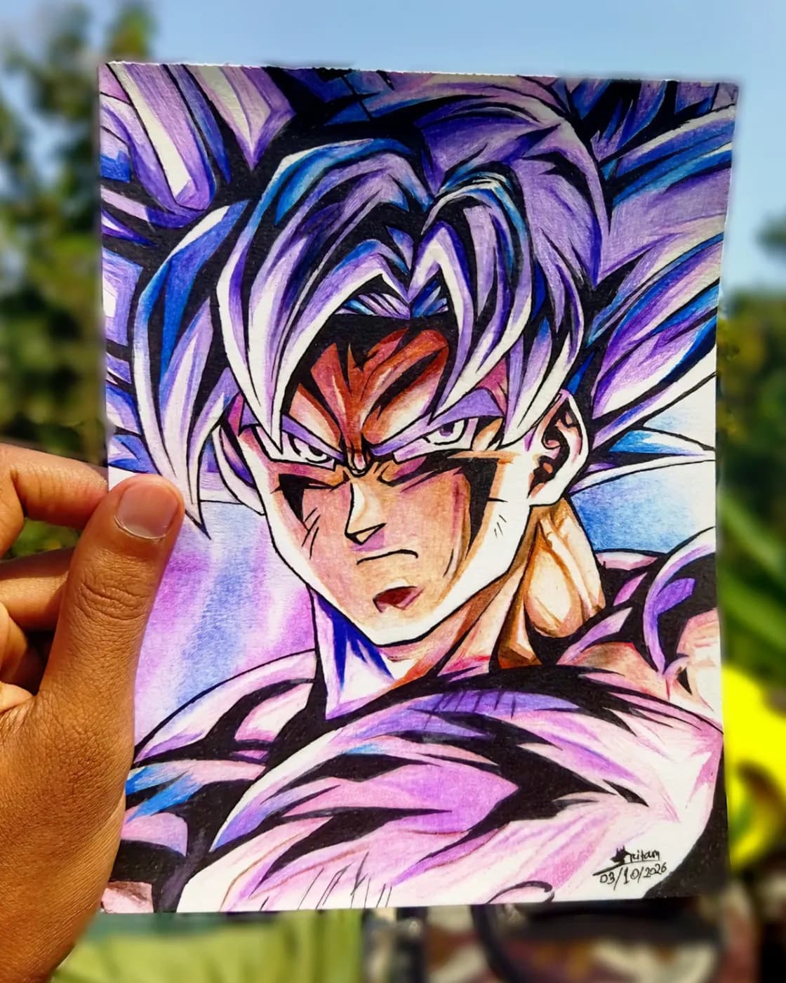 Ultra Instinct Goku Anime Art – Handmade Colored Pencil Drawing, photo 1 of 1