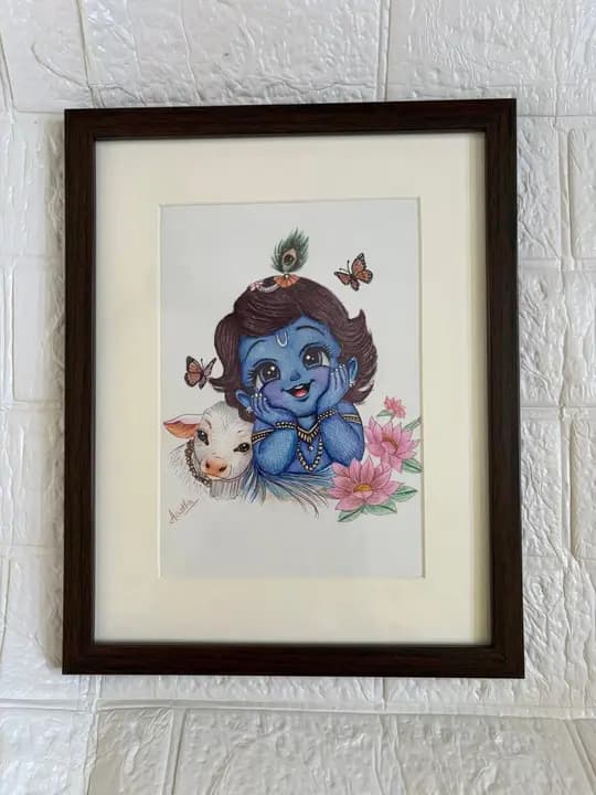 Pen Artwork of Krishna