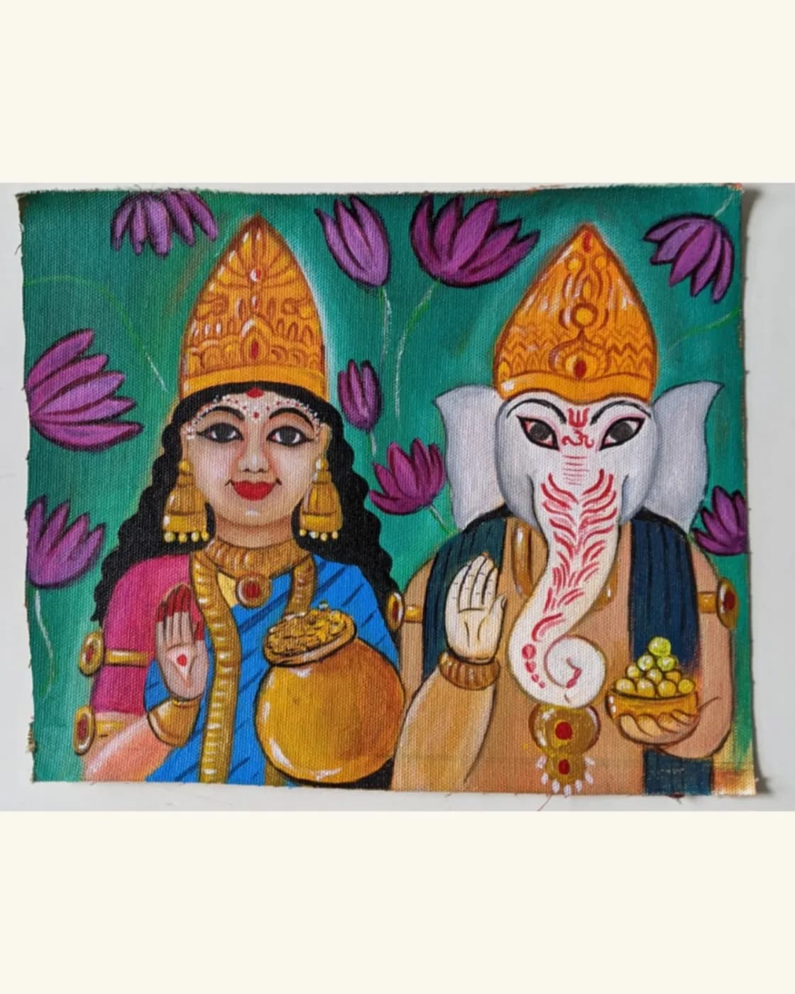 Goddess Lakshmi & Lord Ganesha painting, photo 1 of 3