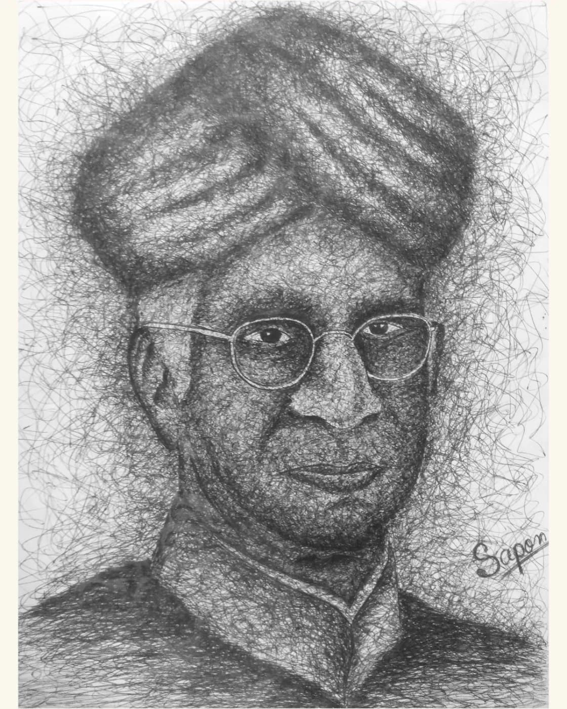 Sarvepalli Radhakrishnan pen sketch, photo 1 of 1