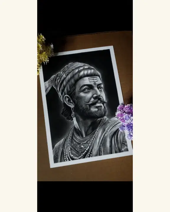 Chatrapati Shivaji Maharaj charcoal pencil drawing