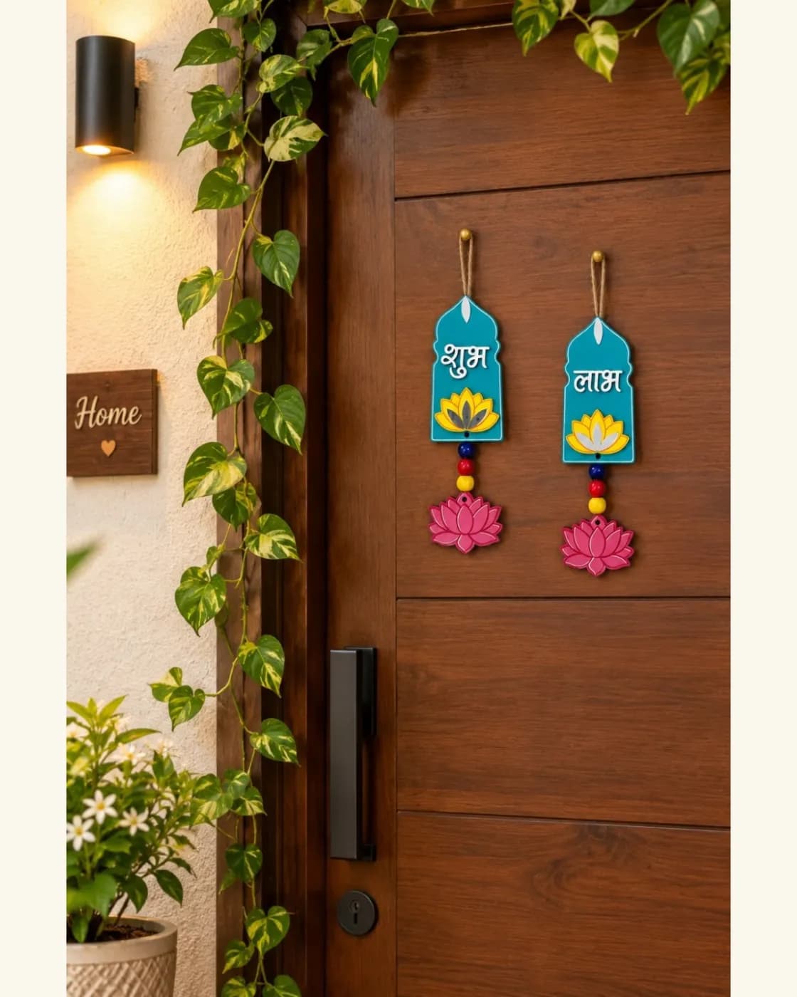 Handmade Shubh Labh Wooden Hanging, photo 1 of 3