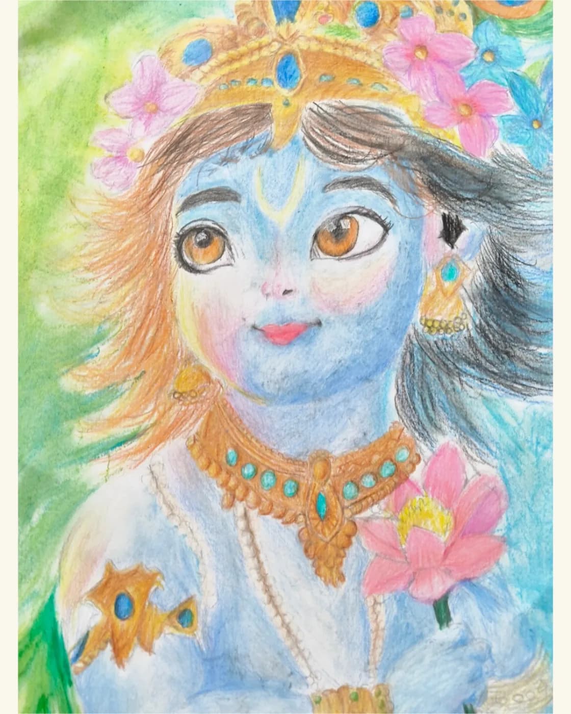 Handmade colour pencil portrait sketch, photo 1 of 1