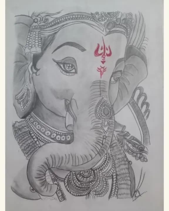Handmade Ganesha Pencil Shading Sketch