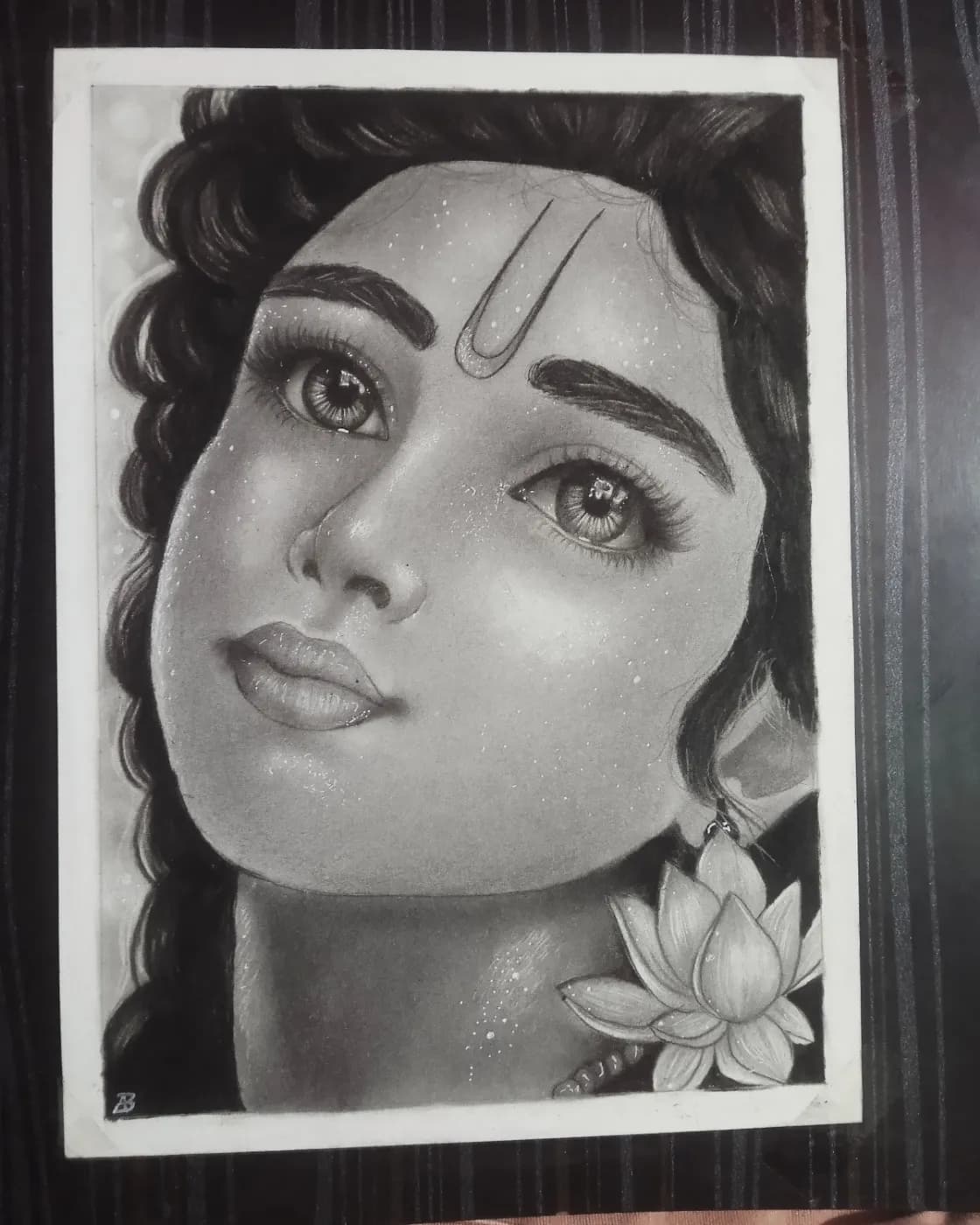 Handmade Krishna Charcoal Pencil Art, photo 1 of 1