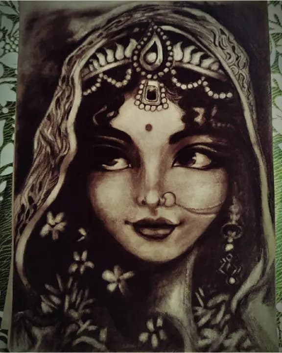 Charcoal handmade potraits framed A4 size