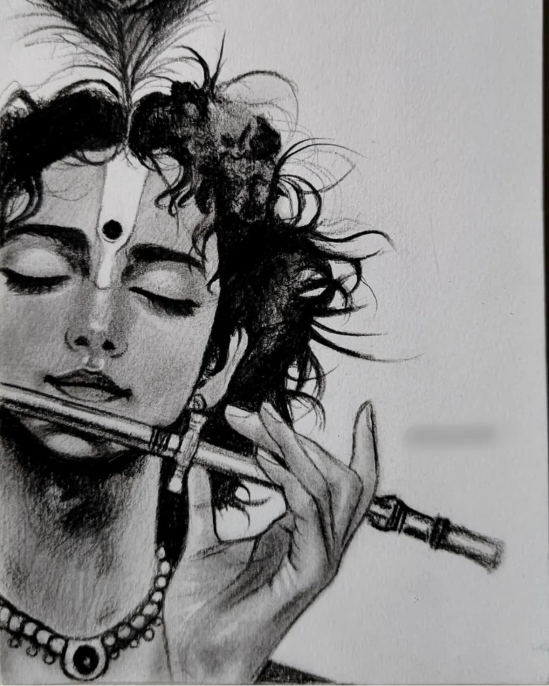 Handmade Charcoal Krishna Sketch Art, photo 1 of 1